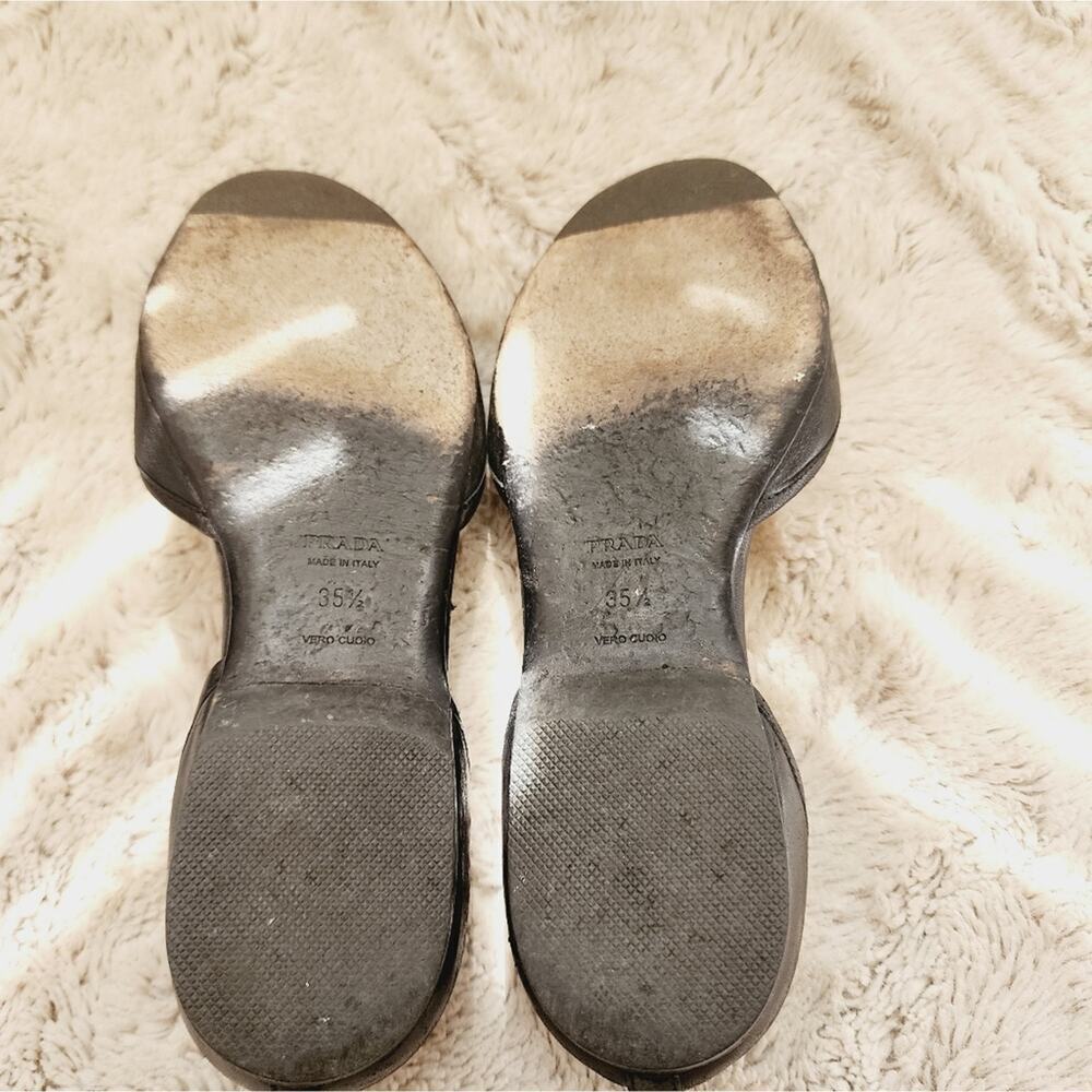PRADA BLACK PEEP TOE FLAT SANDAL SIZE 35.5 (5.5) - Picture 9 of 9